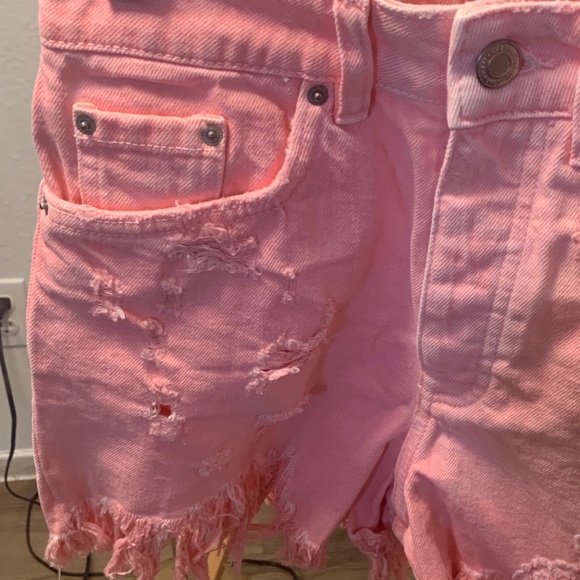 Pink Distressed Jean Shorts - Picture 3 of 8